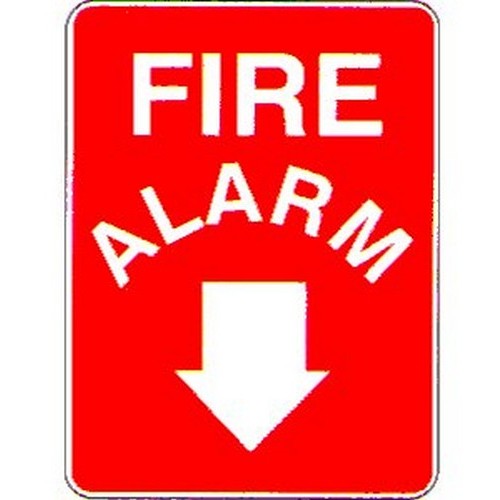 Metal 225x300mm Fire Alarm With Down Arrow Sign