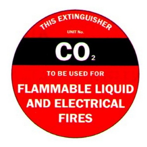 200mm Dia Self Stick Fire Ext.Disc Co2 Label - made by Signage