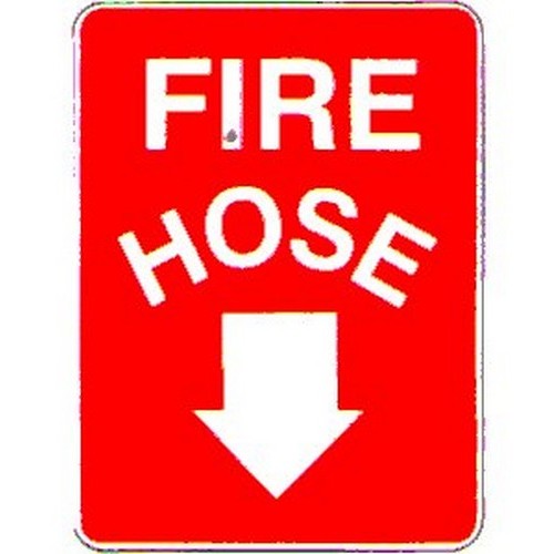 Metal 225x300mm Fire Hose With Down Arrow Sign