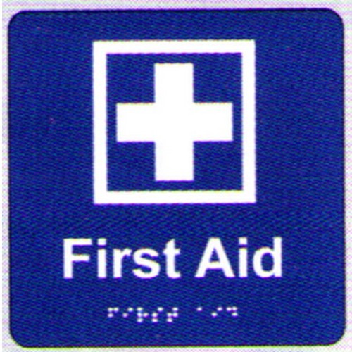 180x180mm PVC First Aid Braille Sign - made by Signage
