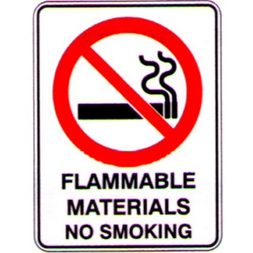 Metal 300x450mm Flammable Materials NO Smoking Sign - made by Signage