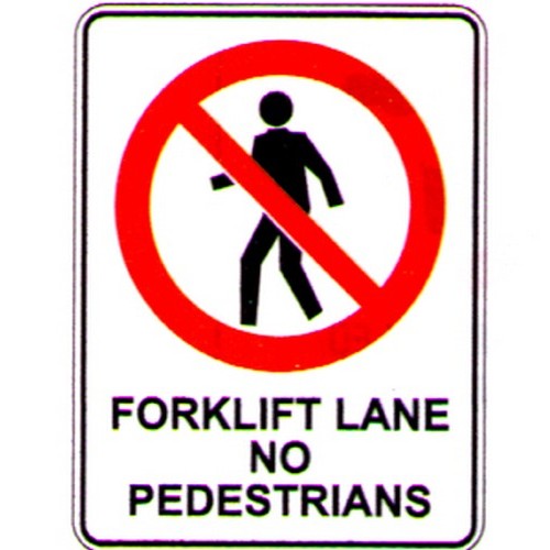 Plastic 450x600mm Forklift Lane No Ped. Sign - made by Signage