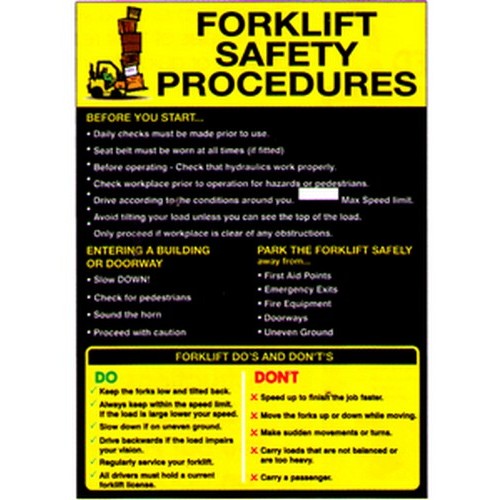 A3 Size Forklift Safety Procedures Poster - made by Signage