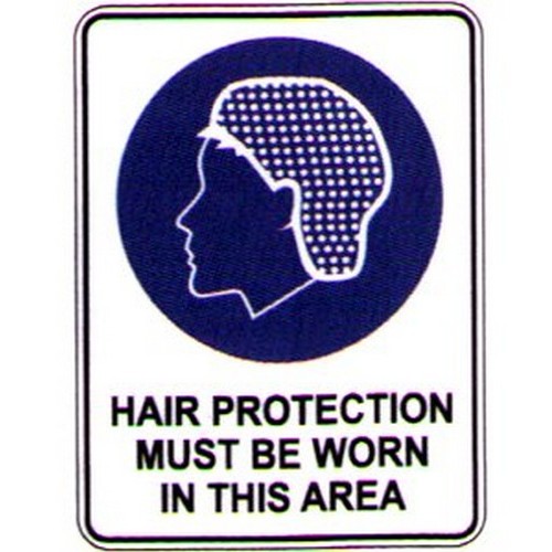 Plastic 225x300mm Picto Hair Protection Must Sign