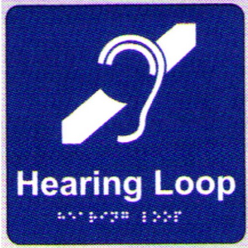 180x180mm PVC Hearing Loop Braille Sign - made by Signage