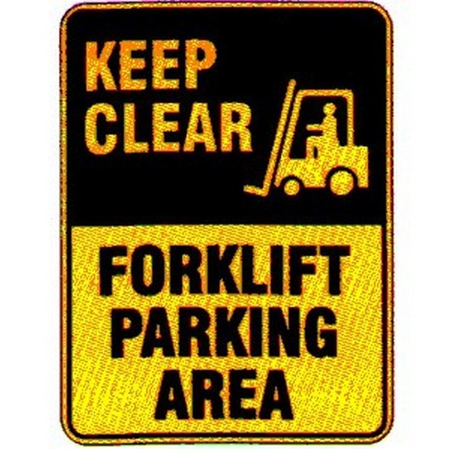 Metal 300x450mm Warning Keep Clear Forklift Parking Area Sign - made by Signage
