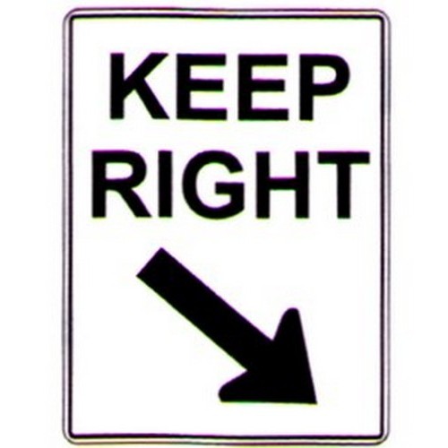 Metal 450x600mm Keep Right With Down R/Arrow Sign - made by Signage