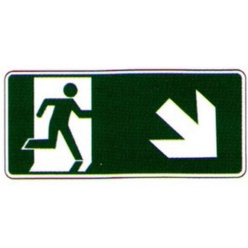 200x450mm Self Stick Luminous Right Down Arrow Run Man Label - made by Signage