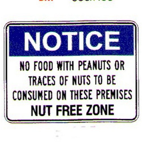 Metal 225x300mm Notice No Food With Peanuts Etc Sign - made by Signage