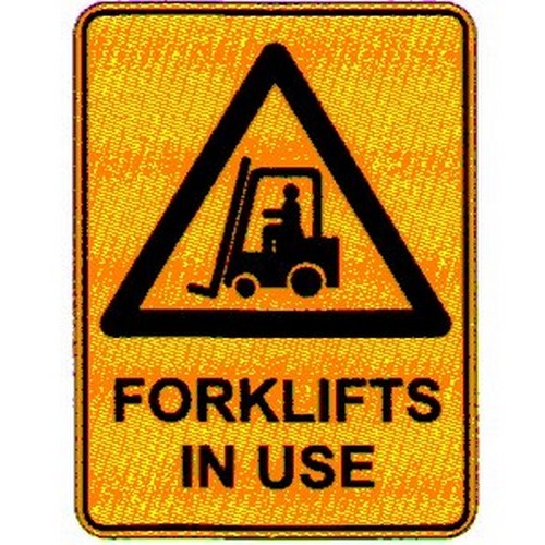 Metal 450x600mm Warn Forklifts In Use Sign - made by Signage