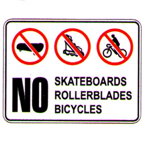 Metal 450x600mm No BikElastic Sidekate/Rollerblade Sign - made by Signage