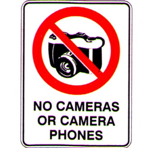 Metal 450x600mm No Cameras Or Camera Phones Sign - made by Signage