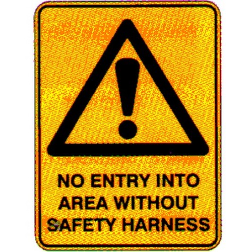 Metal 225x300mm No Entry Into Area Without Harness Sign - made by Signage