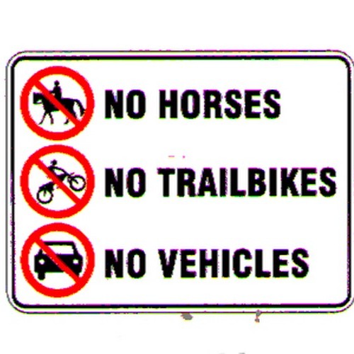Metal 450x600mm No Horses No Trail bikes Etc Sign - made by Signage