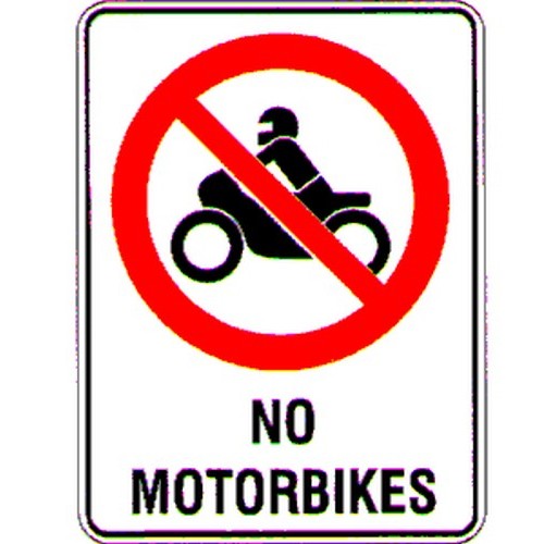 Metal 300x450mm No Motorbikes Picto Sign - made by Signage