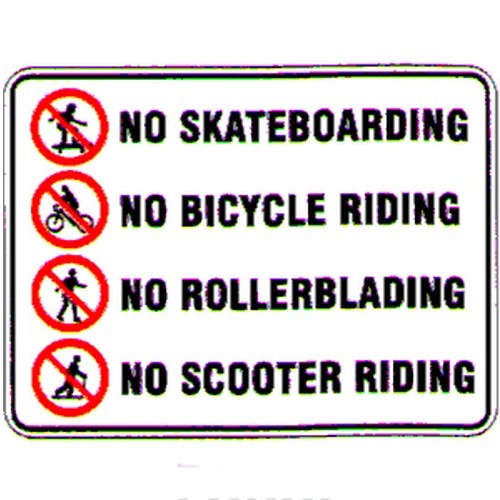 Metal 450x600mm No SKateboards No Bikes Sign - made by Signage
