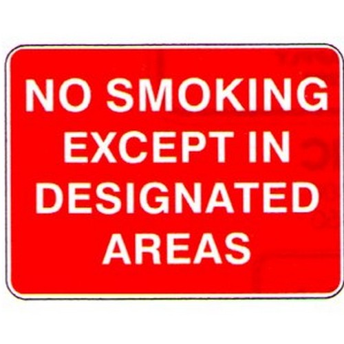Plastic 300x225mm No Smoking Except In Des.Area Sign - made by Signage