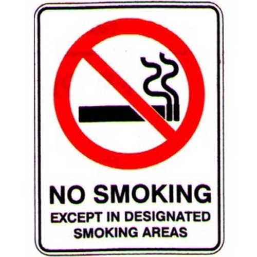 Metal 225x300mm No Smoking Except In Etc Sign