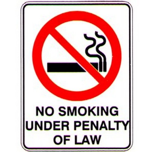Metal 300x450mm No Smoking Under Penalty Of Law Sign - made by Signage