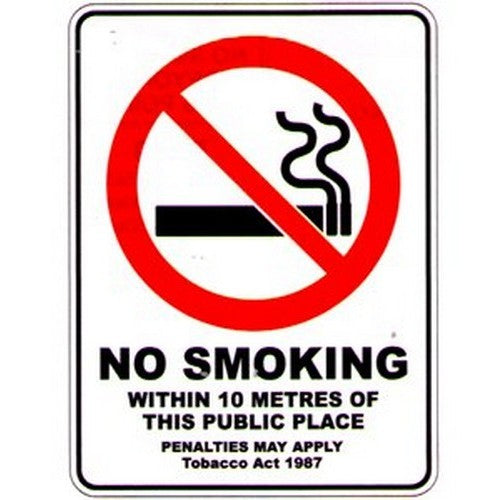 Metal 300x450mm No Smoking Within 10m Etc. Sign - made by Signage