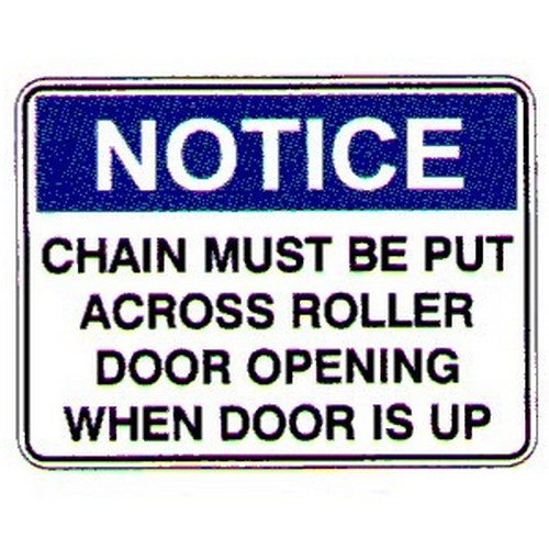 Plastic 225x300mm Notice Chain Must Be Etc Sign - made by Signage