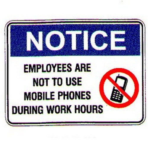 Metal 225x300mm Notice Employees...Phones Sign