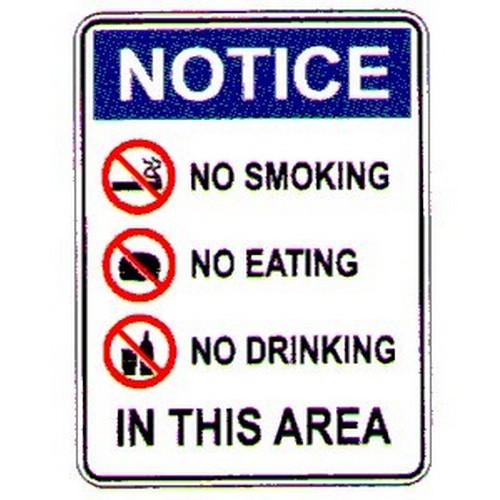 Plastic 225x300mm Notice No Smoke Eat Drink Sign
