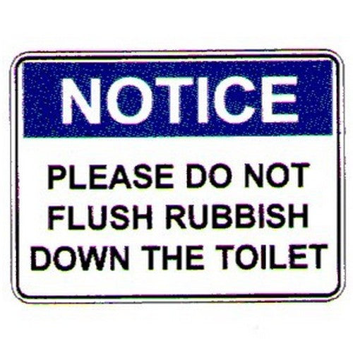 Plastic 225x300mm Notice Please Do Not Flush Etc Sign - made by Signage