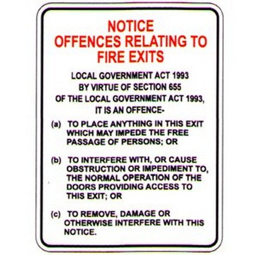 Metal 225x300mm Notice Relating Fire Ext. Sign