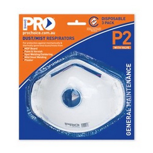 Dust Mask P2 With Valve -3 Piece - made by PRO Choice
