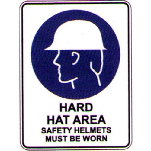 Plastic 450x600mm Picto Hard Hat Area Sign - made by Signage