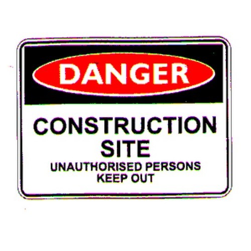 Plastic 450x300mm Danger Construction Site Sign