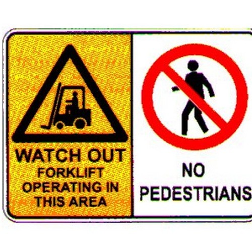 Plastic 450x600mm Warn Watch Out Forklift No Sign - made by Signage