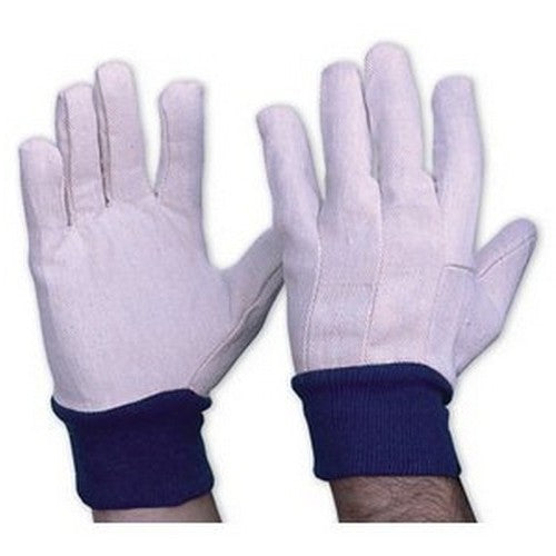 Cotton Drill Blue Knit Wrist Gloves - Regular Size - Pair