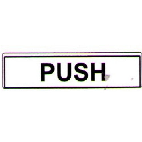 Self Stick 50x200mm Push Label B W Horizontal - made by Signage