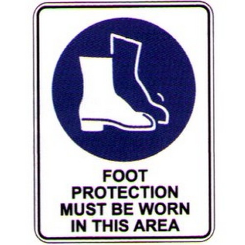 Class 1 Reflective Metal 600x450mm Foot Protection Area Sign