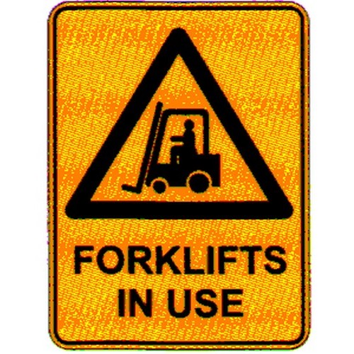 Class 2 Reflective 600x450mm Warning Forklift In Use Sign - made by Signage