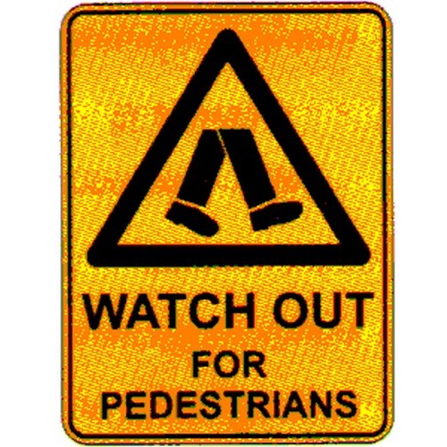 Class 1 Reflective Metal 600x450mm Warning Watch Ped Sign