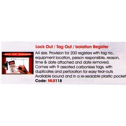 A4 Lockout Tagout Reg. Log Book - B-PROTECTED
