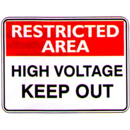 Metal 450x600mm Rest. Area High Voltage Sign