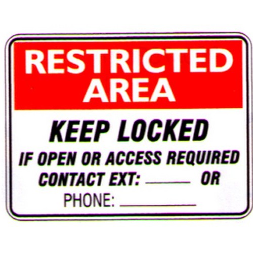 Metal 450x600mm Rest. Area Keep Locked Etc Sign