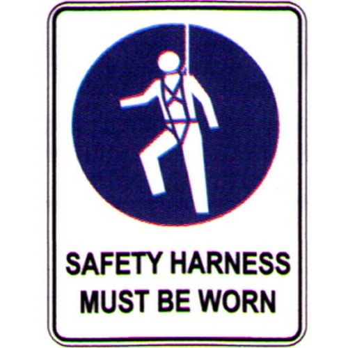 Metal 300x225mm Picto Safety Harness Must Sign - made by Signage