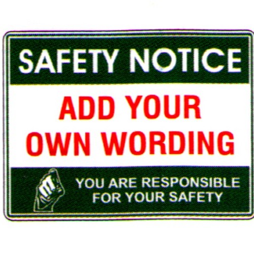 Plastic 450x600mm Safety Notice Blank Sign - made by Signage