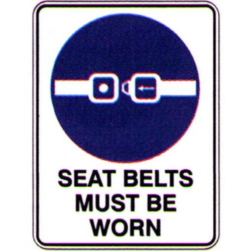 Pack of 5 Self Stick 55x90mm Seat Belts Must Be Worn Labels - made by Signage