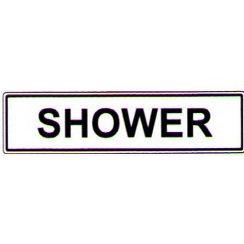 Self Stick 200xShower Label Black On White - made by Signage