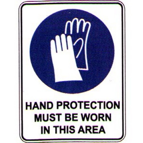 Plastic 225x300mm Picto Hand Protection Must Sign - made by Signage