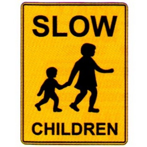 Metal 450x600mm Slow Children Sign - made by Signage