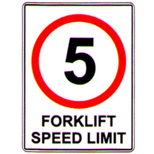 Plastic 450x600mm Speed 5km Forklift Limit Sign - made by Signage