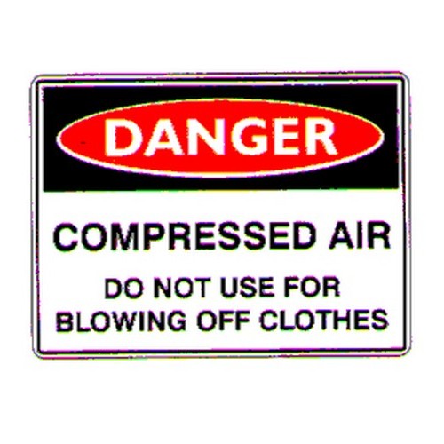150x225mm Self Stick Danger Compressed Air Do Not Use For Blowing Off Clothes Label - made by Signage