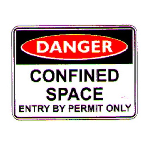 150x225mm Self Stick Danger Confined Space No. Label - made by Signage